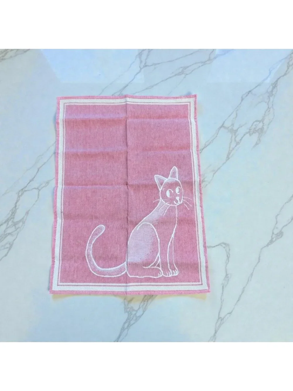 Arcolaio Jacquard Woven Cat Tea Towel Made in Italy Linen Cotton